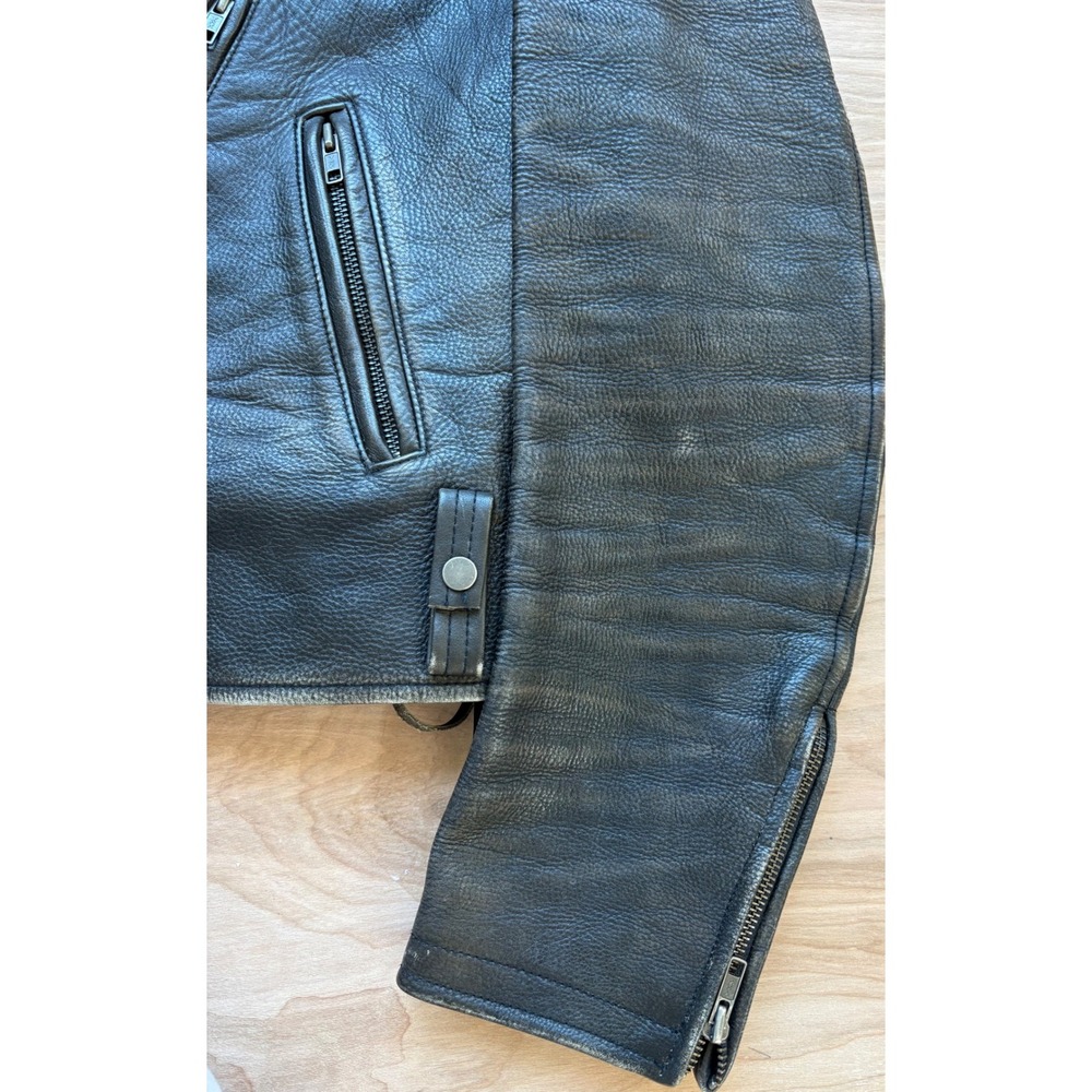 Vintage Ralph Lauren Roberts Brown Leather Rare Moto Jacket Distressed Womens M - Picture 3 of 16